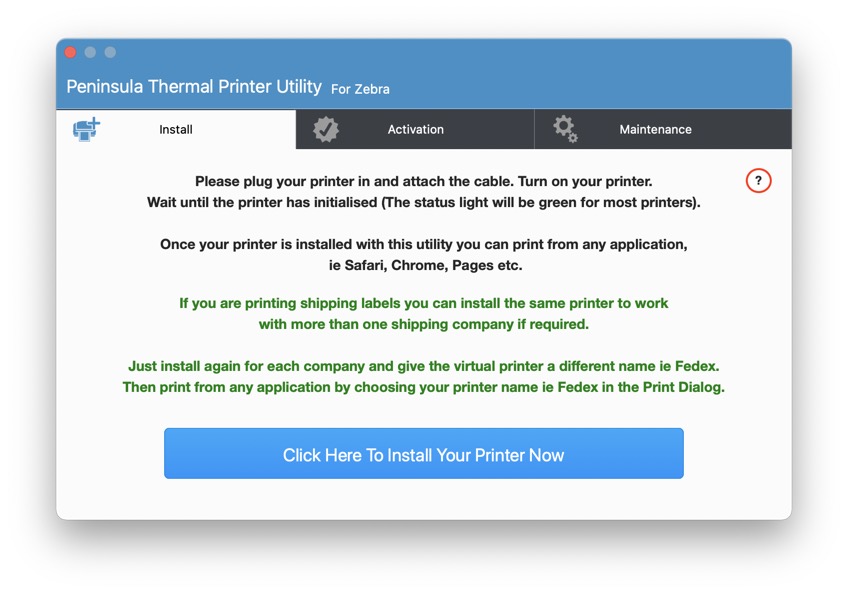 peninsula thermal printer driver for osx